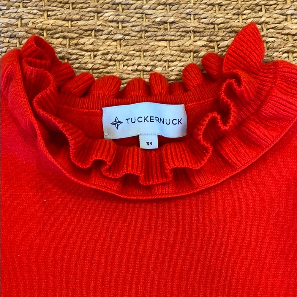 Tuckernuck Red Ruffled Women's Sweater - Picture 2 of 6